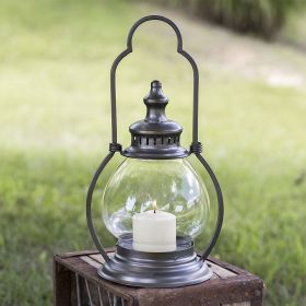 Small Gun Metal Steeple Lantern - Rustic Outdoor Lighting Fixture