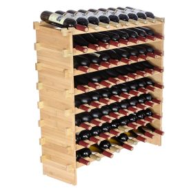 72 Bottle Stackable Modular Wine Rack Bamboo Wood Display Shelf 8-Tier