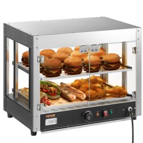 2-Tier Commercial Food Warmer Countertop Pizza Cabinet with Water Tray