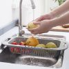 1pc Retractable Adjustable Vegetable Drain Basket; Rectangular Plastic Basket; Household Kitchen Dishwashing And Vegetable Rack; Sink Drain Basket