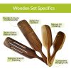 Walnut Wood Wooden Spoons for Cooking Kitchen Utensils Spatula Set Spurtle Supplies Set of 4 Pcs