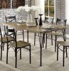 Dark Bronze Metal Kitchen 7pc Dining Set Dining Table And 6x Side Chairs Paper Veneer X-Cross Back Design Dining Room Furniture