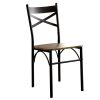 Dark Bronze Metal Kitchen 7pc Dining Set Dining Table And 6x Side Chairs Paper Veneer X-Cross Back Design Dining Room Furniture