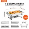 2-Pack Rectangle Chafing Dish Set 2 Full-Size 8Qt Pan 4 Half-Size 4Qt Pans