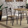 Dark Bronze Metal Kitchen 7pc Dining Set Dining Table And 6x Side Chairs Paper Veneer X-Cross Back Design Dining Room Furniture