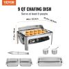 Rectangle Roll Top Chafing Dish with 9Qt Pan Visual Glass Lid Fuel Holder