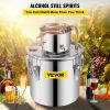 Alcohol Still 8Gal 30L Stainless Steel Water Alcohol Distiller Copper Tube Home Brewing Kit Build-in Thermometer for DIY Whisky Wine Brandy