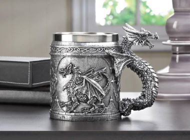 Premium Stainless Steel Dragon Design Mug - Unique Fantasy Drinkware