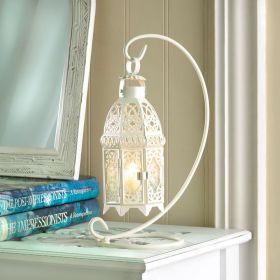 White Fancy Candle Lantern with Stand